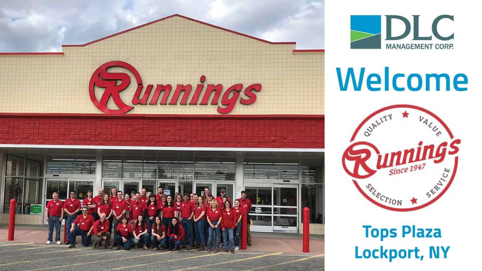 Group of employees outside of Runnings store in Tops Plaza, Lockport, NY