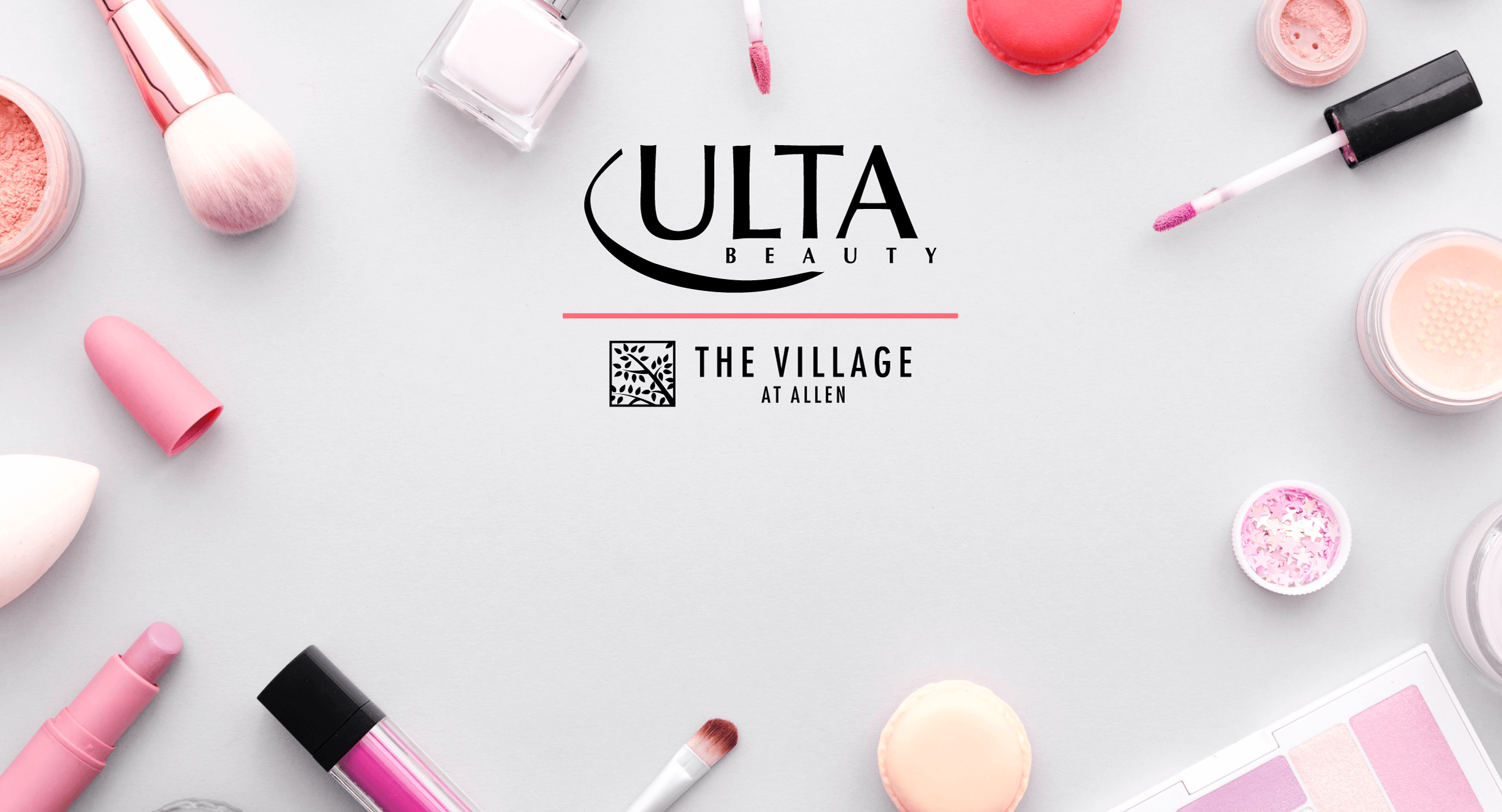 ULTA Beauty logo with makeup scattered around